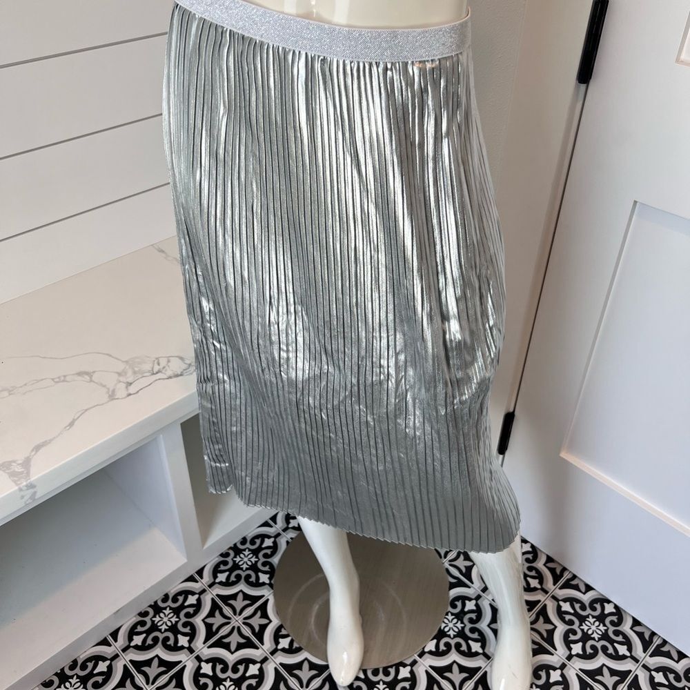 Zara Silver Midi A-Line Skirt